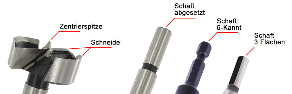 ENT Forstnerbohrer abgesetzter 6-kannt Schaft Zentrierspitze Schneiden Holz