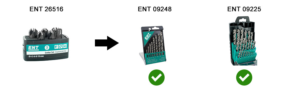 ENT Aufsteckversenker 4-5-6-8-10 mm kompatibel für ENT Holzbohrer-Sets