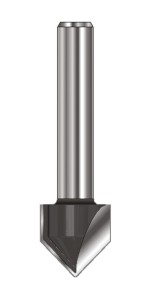 ENT 12052 V-Nutfräser und Schriftenfräser HW, Schaft (S) 8 mm, Durchmesser (D) 19,05 mm, NL 15,9 mm, E 90°, SL 32 mm