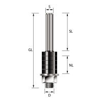 ENT 13986 Aufnahmedorn Schaft (S) 12 mm, Durchmesser (D) 8 mm, NL 20 mm, SL 42 mm, GL 76 mm, ohne Kugellager