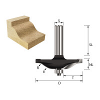 ENT Abplattfräser HW Karnisprofil mit KL S8x32 Z2 R9,52 D50,8x12,7x19mm