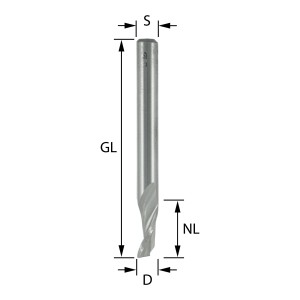 ENT 30000 Spiral-Bohrnutenfräser HS, Schaft (S) 8 mm, Durchmesser (D) 3 mm, NL 12 mm, Z1, GL 60 mm