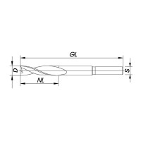ENT 45264 Langlochbohrer gewundene Ausführung linksdrehend WS, Durchmesser (D) 14 mm, NL 56 mm, GL 160 mm, links, S 16 mm