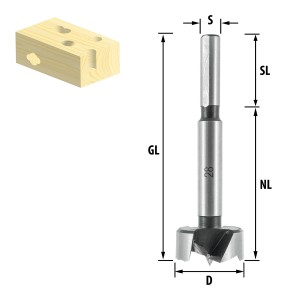 ENT 40033 Forstnerbohrer "Wave Cutter", Durchmesser (D) 33 mm, NL 60 mm, GL 90 mm, S 10 mm