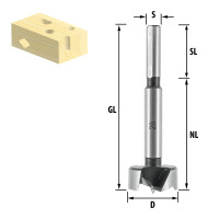 ENT Forstnerbohrer &quot;Wave Cutter&quot; 34mm - NL60 GL90 S10mm SL30mm