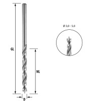ENT HSS-G Holzspiralbohrer &Oslash; 1 - 5mm in 0,5 mm Schritten - geschliffener HSS Holzbohrer