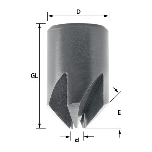 ENT Aufsteckversenker HSS, Durchmesser (d) 2 - 10 mm, D 12 - 20 mm, E 90°, GL 25 mm