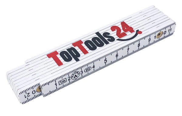 TopTools24 Meterstab - Länge 1 Meter aus hochwertigem Kunststoff, Duplexskala, weiß