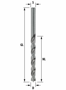 ENT Holzspiralbohrer lang &Oslash; 2 - 20 mm HSS-G mit Zentrierspitze und Vorschneider