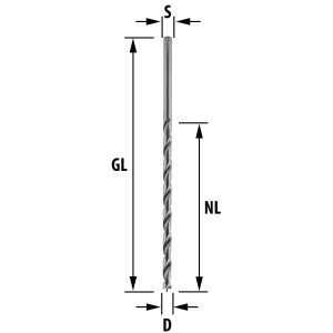 ENT Holzspiralbohrer Ø 6 mm, extra lang 150 mm, HSS-G, mit Zentrierspitze und Vorschneider