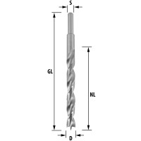 ENT Holzspiralbohrer &Oslash; 14 mm, extra lang 200 mm, HSS-G, mit Zentrierspitze und Vorschneider