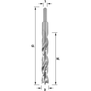ENT Holzspiralbohrer &Oslash; 17 mm, extra lang 200 mm, HSS-G, mit Zentrierspitze und Vorschneider