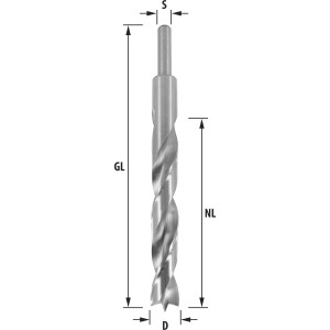 ENT Holzspiralbohrer &Oslash; 18 mm, extra lang 200 mm, HSS-G, mit Zentrierspitze und Vorschneider