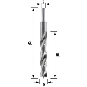 ENT Holzspiralbohrer &Oslash; 20 mm, extra lang 200 mm, HSS-G, mit Zentrierspitze und Vorschneider
