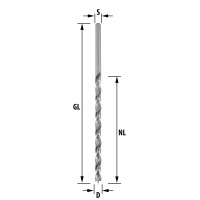 ENT Holzspiralbohrer Ø 5,5 mm, extra lang 150 mm, HSS-G, mit Zentrierspitze und Vorschneider