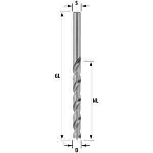 ENT Holzspiralbohrer &Oslash; 9,5 mm, extra lang 150 mm, HSS-G, mit Zentrierspitze und Vorschneider