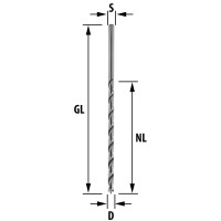 ENT Holzspiralbohrer &Oslash; 3 mm im 5er-Pack, extra lang 150mm, HSS-G, mit Zentrierspitze und Vorschneider